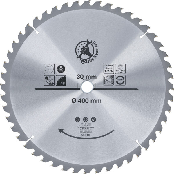 Hartmetall-Kreissägeblatt  Ø 400 x 30 x 34 mm  48 Zähne