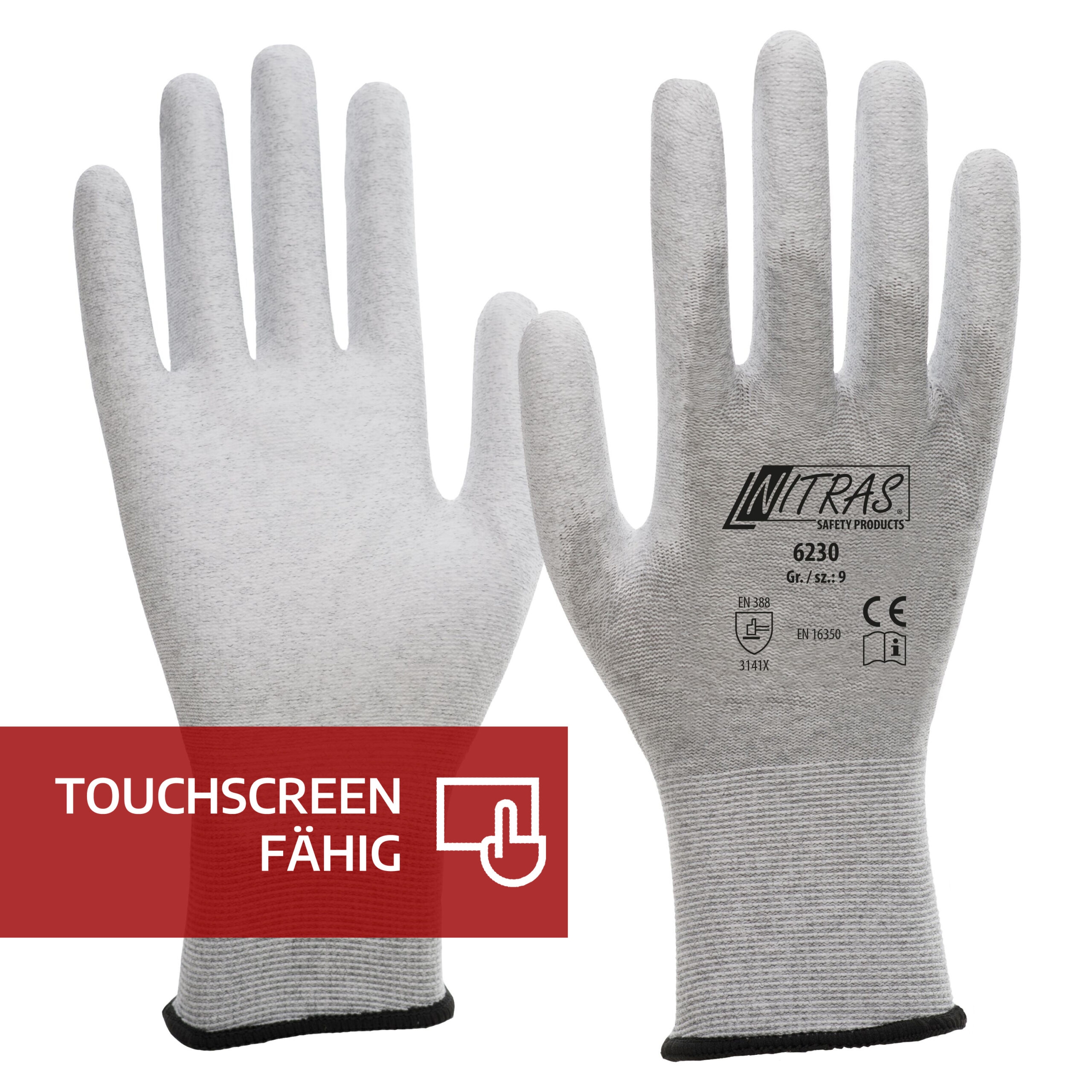 ESD-Antistatikhandschuh Nylon-PU 6230 1 ESD-Antistatikhandschuh Nylon-PU 6230