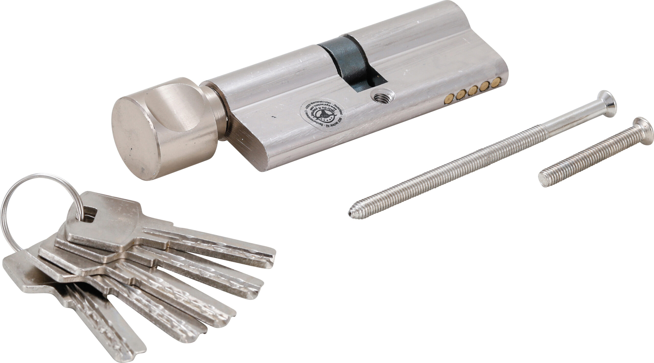 Sicherheits-Türzylinder  mit Drehknauf  80 mm